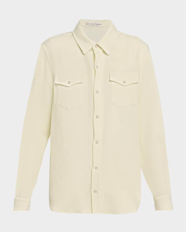 Porcelain Solid Cashmere Flannel Shirt by GOD'S TRUE CASHMERE