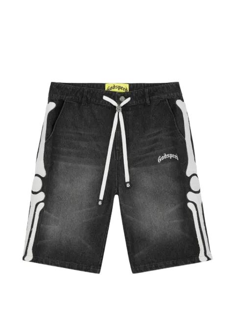 Fémur embroidered denim shorts by GODSPEED