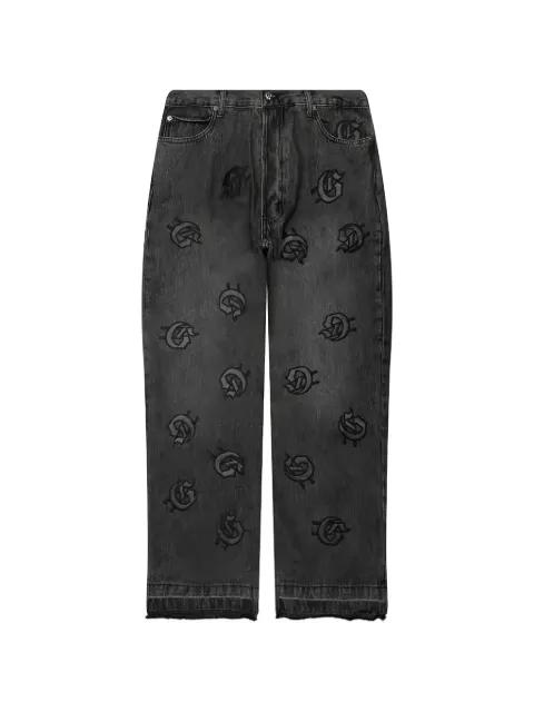 Infinity V2 logo-patch frayed jeans by GODSPEED