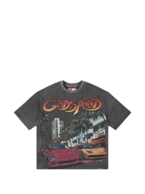 South Beach Drive Miami Superrun graphic-print acid-wash T-shirt by GODSPEED