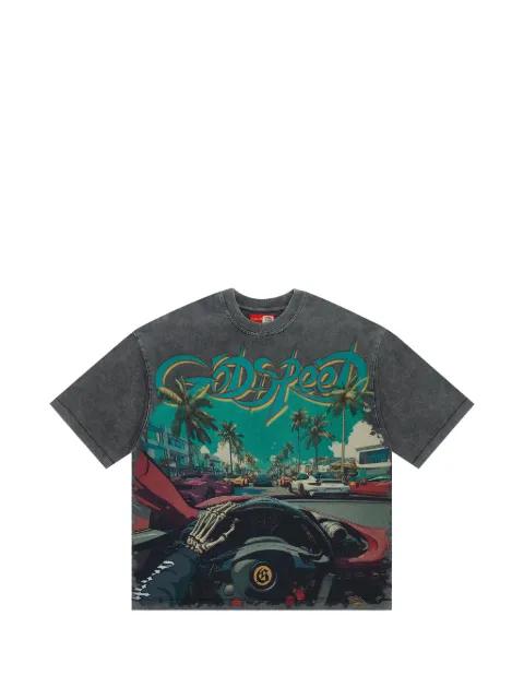 graphic-print washed T-shirt by GODSPEED