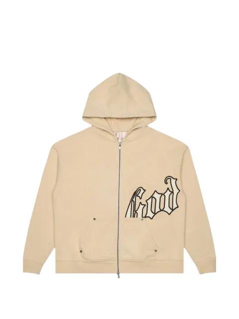 logo-detail zip-up hoodie by GODSPEED
