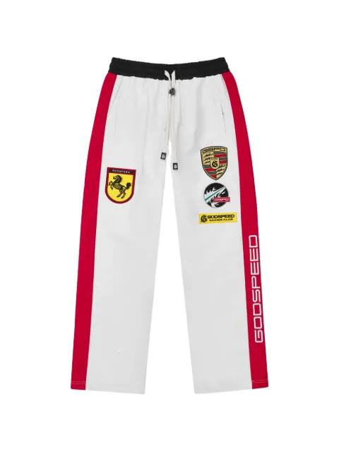 panelled graphic track trousers by GODSPEED