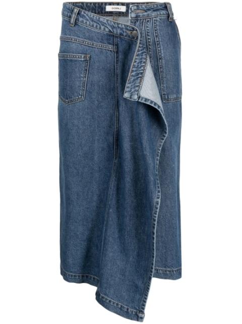 asymmetric denim skirt by GOEN.J