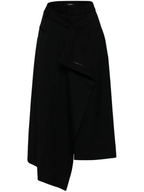 asymmetric draped midi skirt by GOEN.J