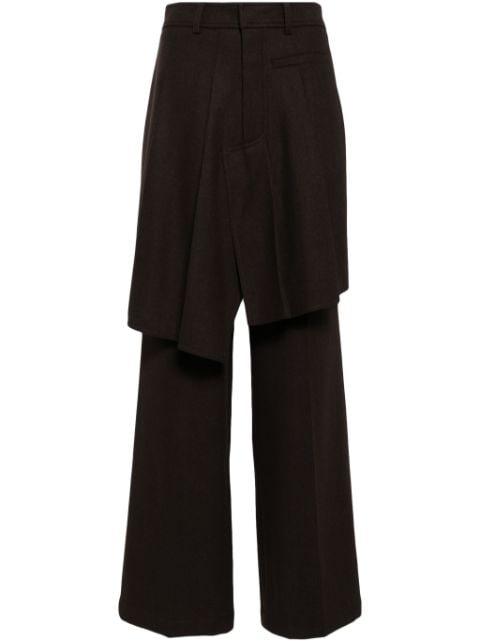 asymmetric pleats detailed straight pants by GOEN.J