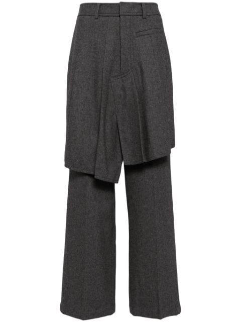 asymmetric pleats detailed straight pants by GOEN.J