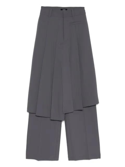 asymmetrical pleated straight trousers by GOEN.J