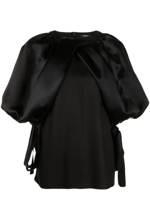 balloon-sleeve twisted front top by GOEN.J