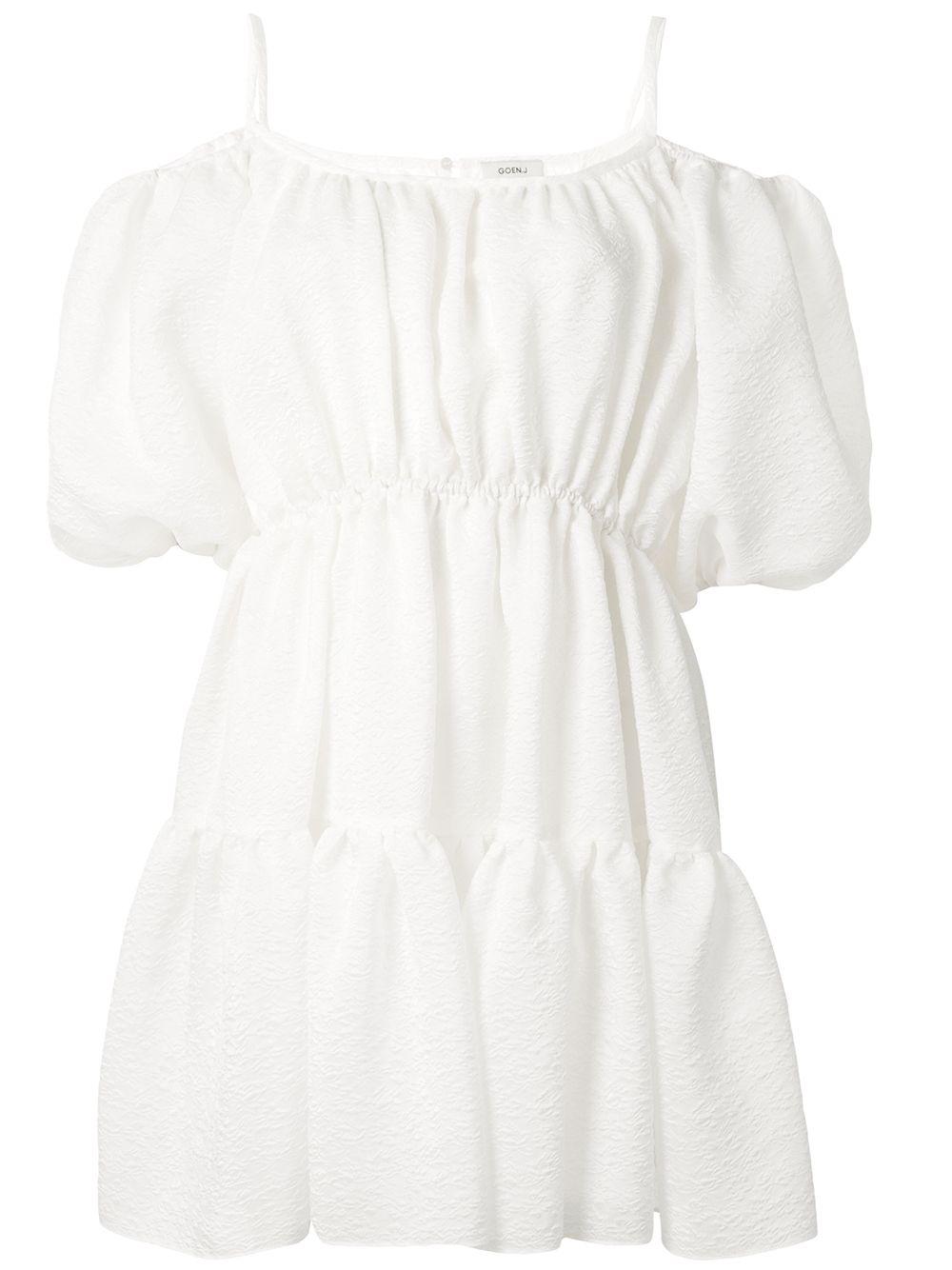 balloon-sleeved tiered mini dress by GOEN.J