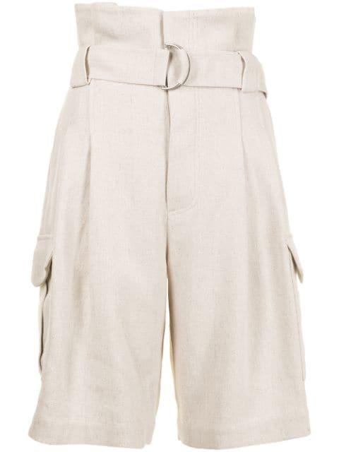 belted paperbag-waist bermuda shorts by GOEN.J
