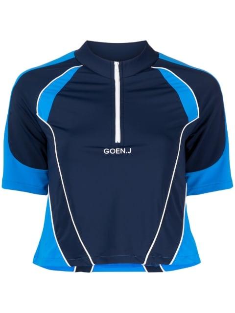 colour-block logo-embroidered top by GOEN.J