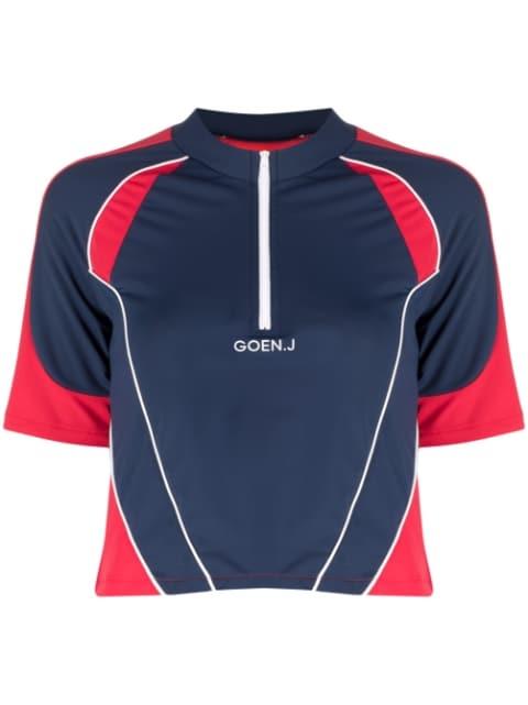 colour-block logo-embroidered top by GOEN.J