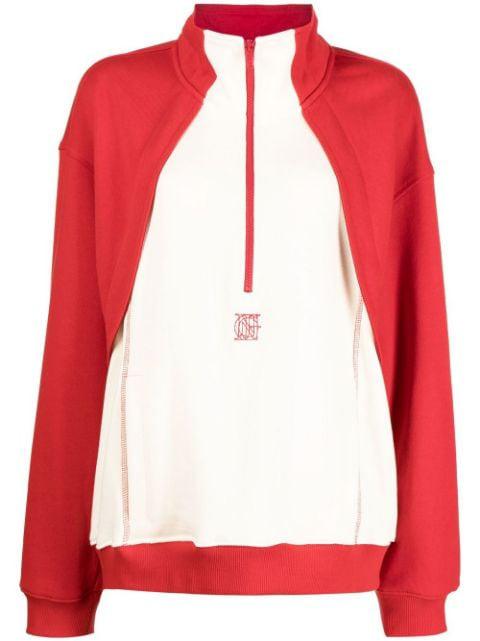 contrast-panel half-zip sweatshirt by GOEN.J