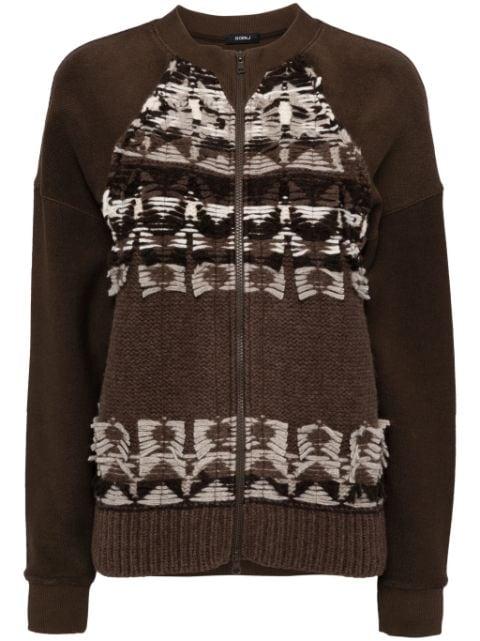 contrast zip-up cardigan by GOEN.J
