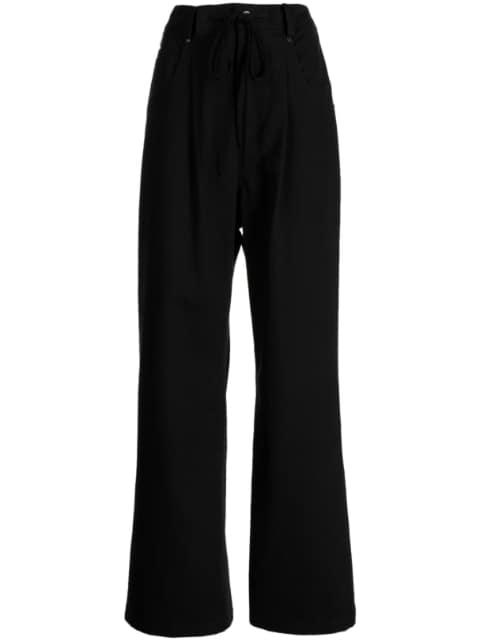 contrasting-panel wide-leg trousers by GOEN.J