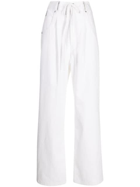 contrasting-panel wide-leg trousers by GOEN.J