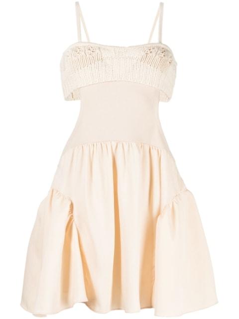 crochet-panel cut-out dress by GOEN.J