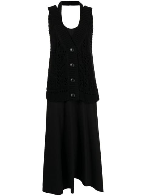 crochet-panel layered dress by GOEN.J