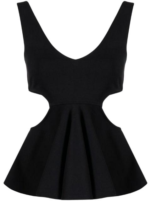 cut-out ruffled top by GOEN.J