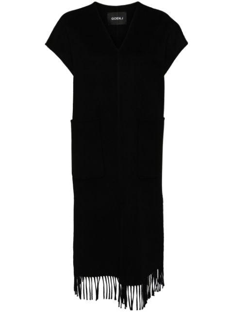 double-faced fringed dress by GOEN.J