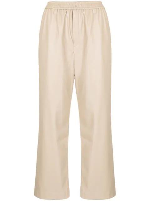 faux-leather straight trousers by GOEN.J