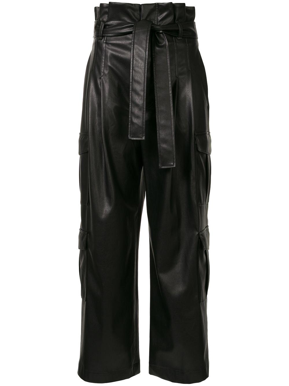 faux-leather tie waist trousers by GOEN.J
