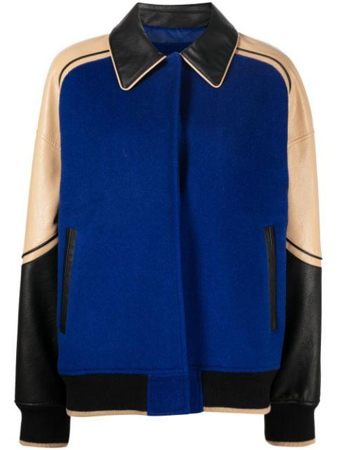 faux-leather trim wool jacket by GOEN.J