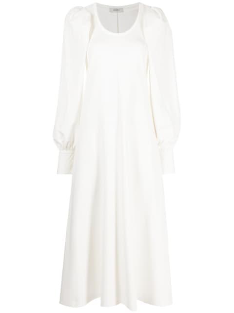 flared puff-sleeve dress by GOEN.J