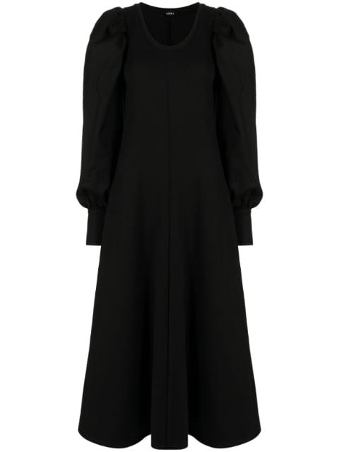 flared puff-sleeve dress by GOEN.J