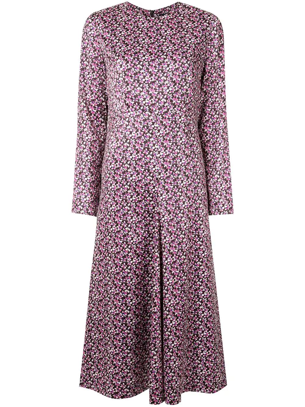 floral-print flared panel midi dress by GOEN.J