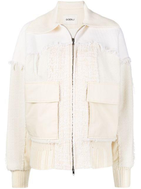 frayed-detail bomber jacket by GOEN.J