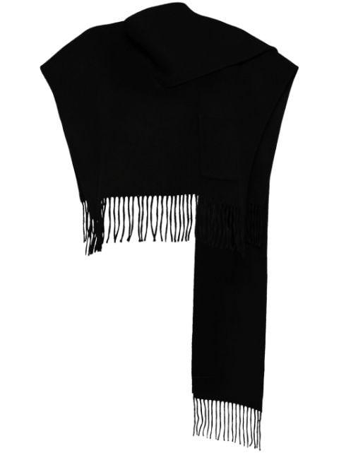 fringed muffler poncho by GOEN.J