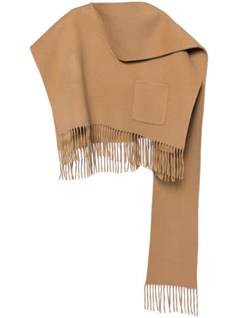 fringed muffler poncho by GOEN.J