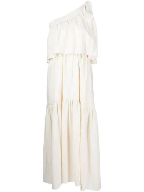 gathered one-shoulder dress by GOEN.J