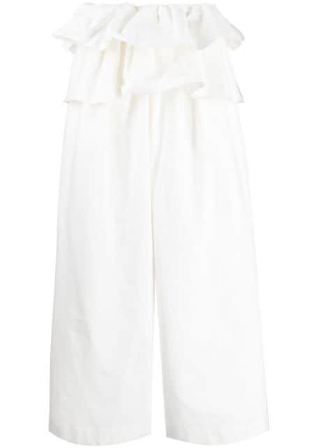high-waisted ruffled trousers by GOEN.J