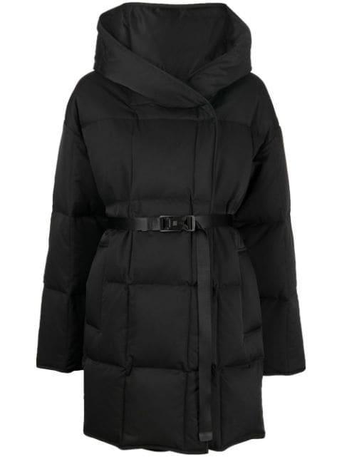 hoodied quilted-shell down coat by GOEN.J