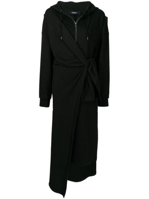 knot-detail hoodied dress by GOEN.J