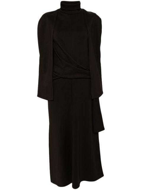knot detailed cape-effect dress by GOEN.J
