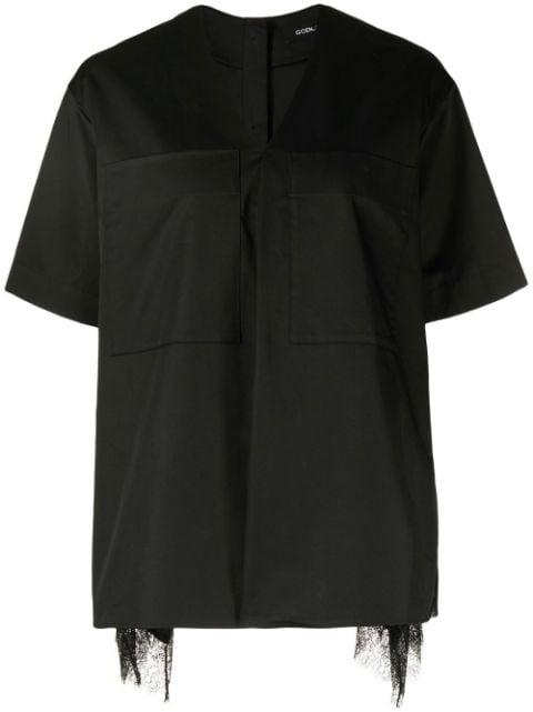 lace-trimmed short-sleeve blouse by GOEN.J