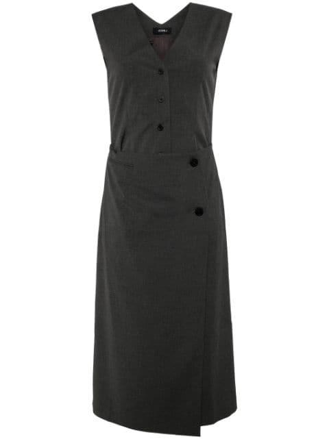 layered cropped front vest panel dress by GOEN.J