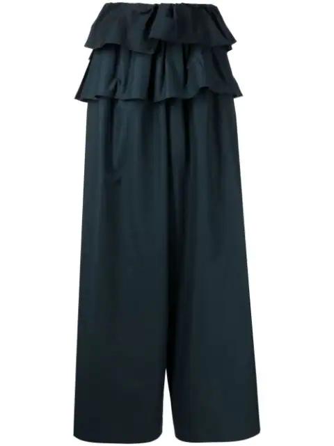 layered ruffled wide-leg trousers by GOEN.J