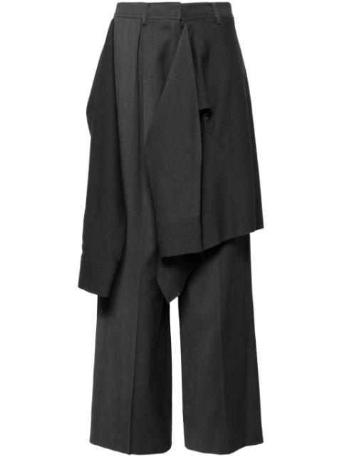 layered shirt raw-edge cut pants by GOEN.J