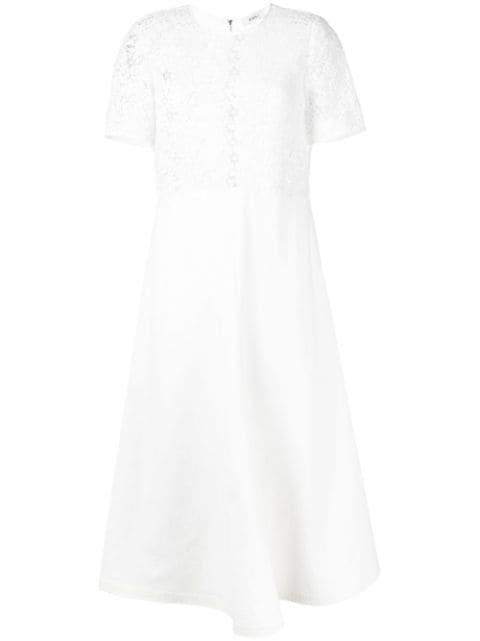 macramé-panel midi dress by GOEN.J