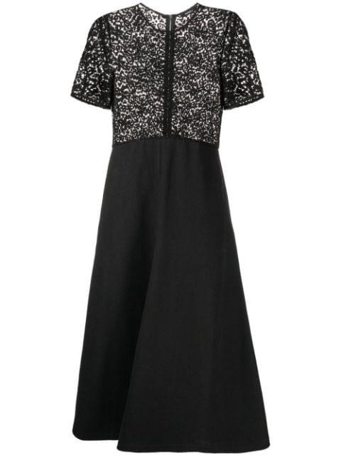 macramé-panel midi dress by GOEN.J