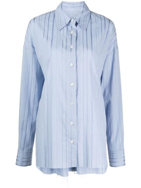 metallic-threading striped shirt by GOEN.J