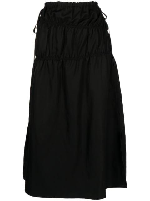 midi ruched straight skirt by GOEN.J