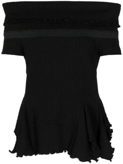 off-shoulder cotton-blend top by GOEN.J