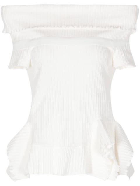 off-shoulder cotton-blend top by GOEN.J