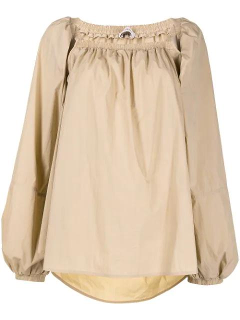 off-shoulder puff-sleeve blouse by GOEN.J